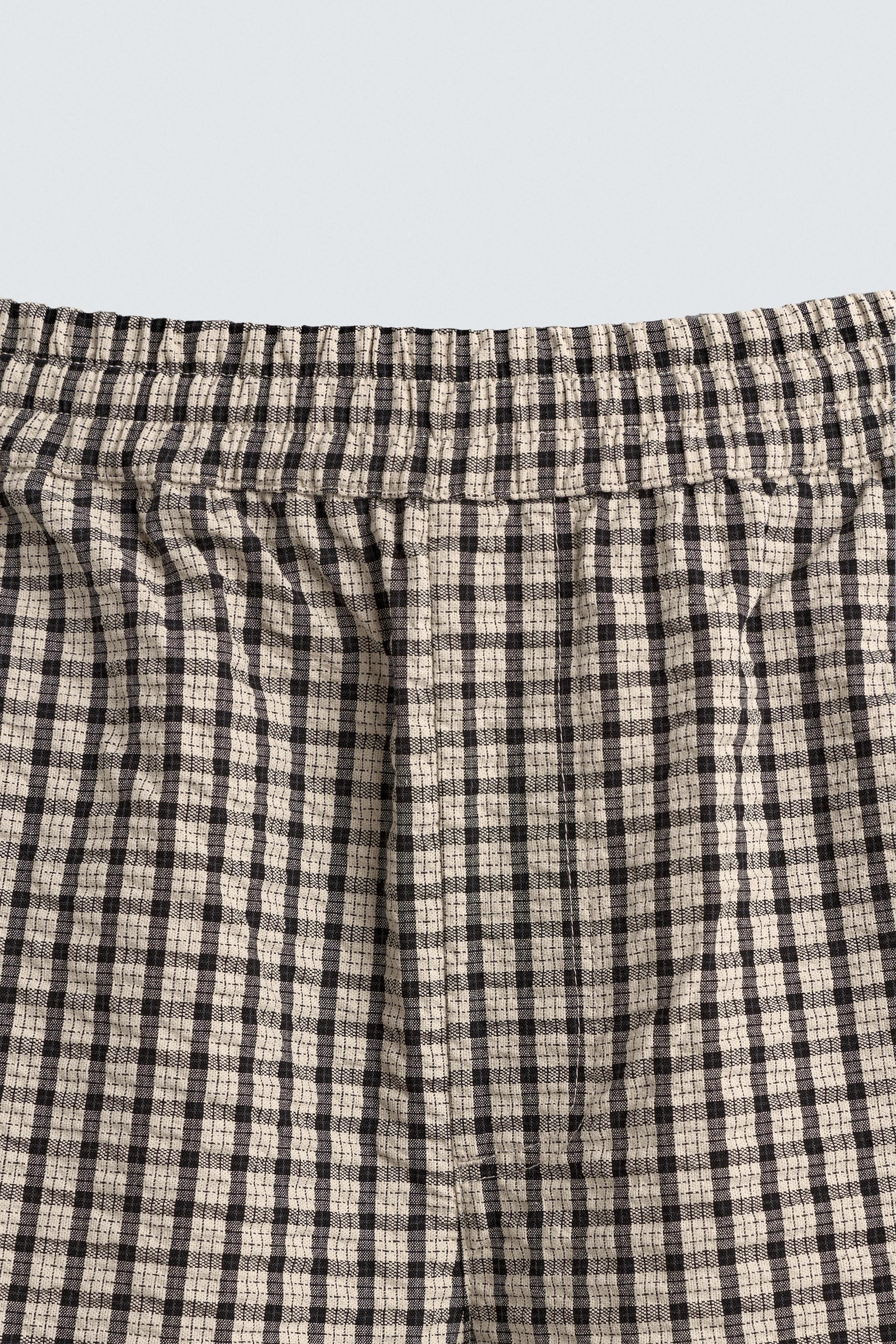 TEXTURED PLAID SHORTS